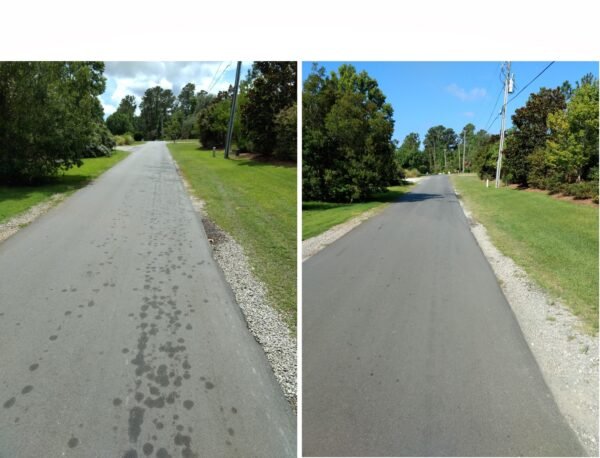 Hydraulic Leak cleaned with Bio-Dry Asphalt Special Blend Cleaner